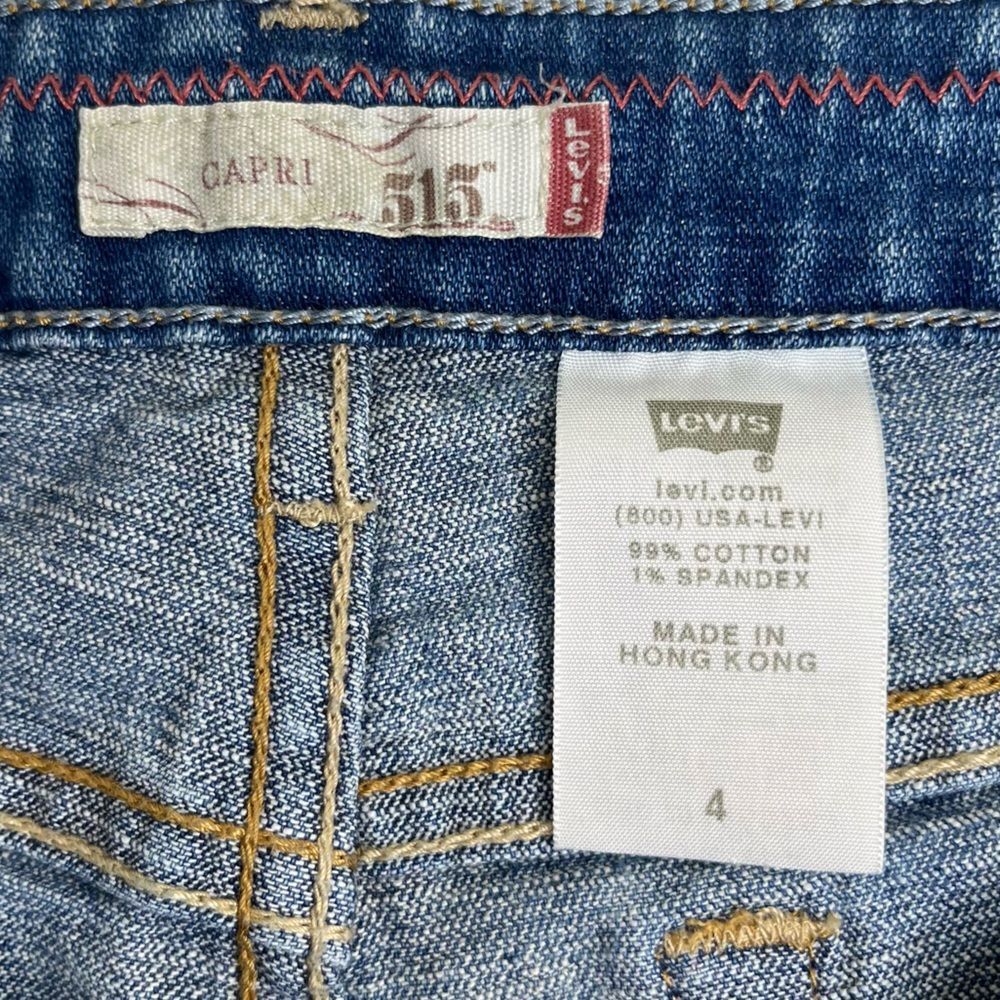 Levis 515 Capri Jeans Blue Denim Mid Rise Sewn Cuff Cotton Spandex Womens Size 4 - Picture 7 of 12